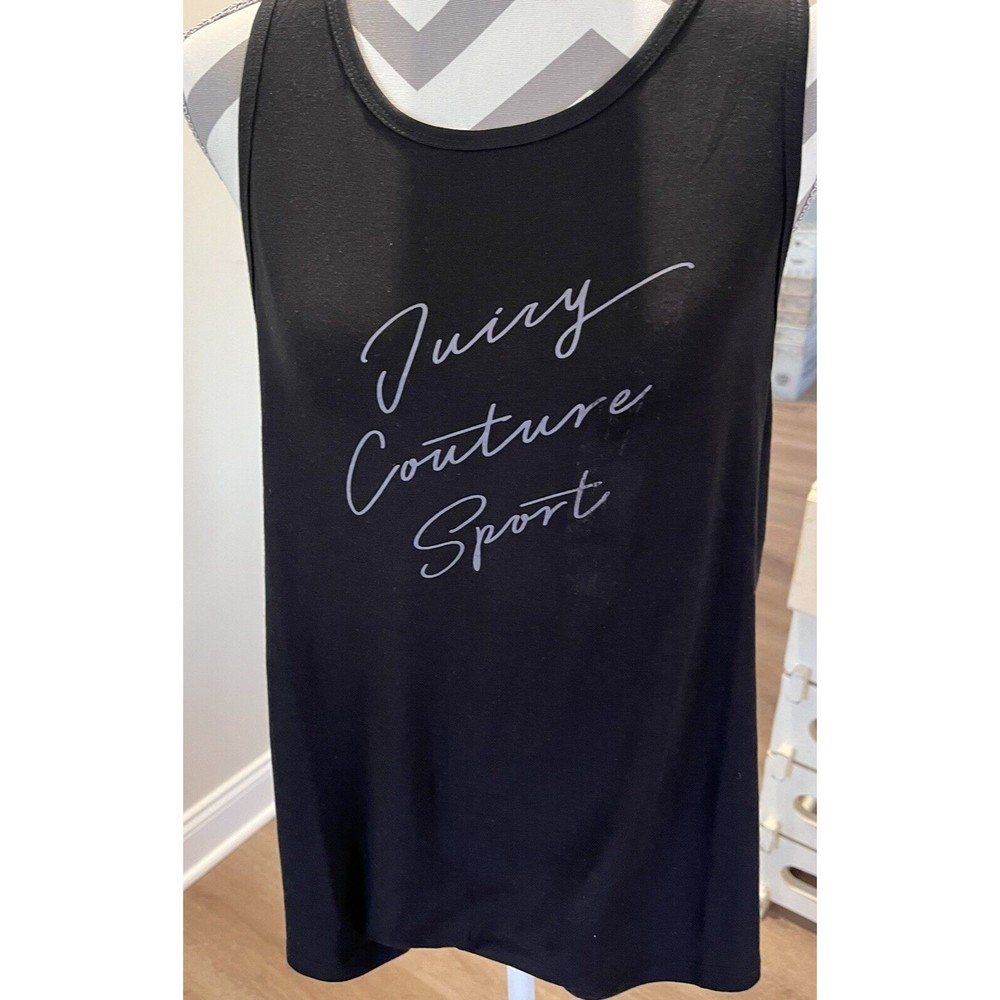 Juicy Couture Tank Top Shirt SZ M Black Running Gym Workout Casual Womens Muscle